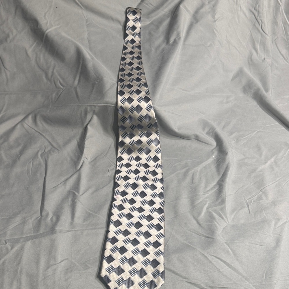 Men's Geometric Patterned Tie - Blue and Gray